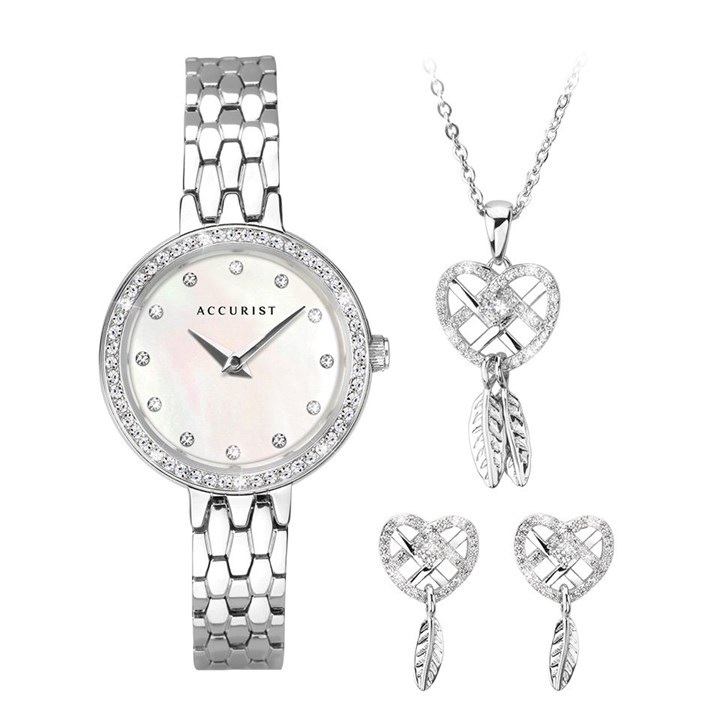 Accurist 8323G Stone Set Earrings, Necklace And Watch Gift Set - W72147