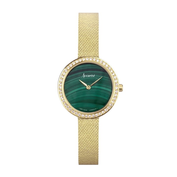 Accurist 78004 Gold Plated Green Malachite Dial Bracelet Watch - W72167