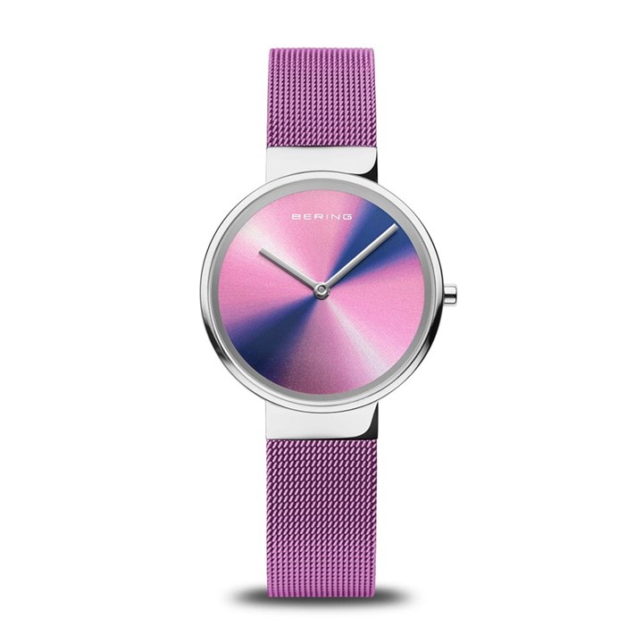 BERING 19031-909 Classic Pink Milanese Mesh Bracelet Watch - W74146