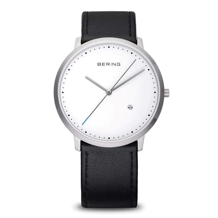 BERING 11139-404 Stainless Steel Black Leather Strap Watch - W74167
