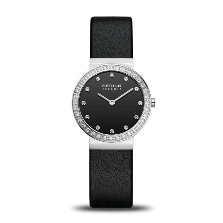 BERING 10729-443 Ceramic Black Leather Strap Watch - W74206