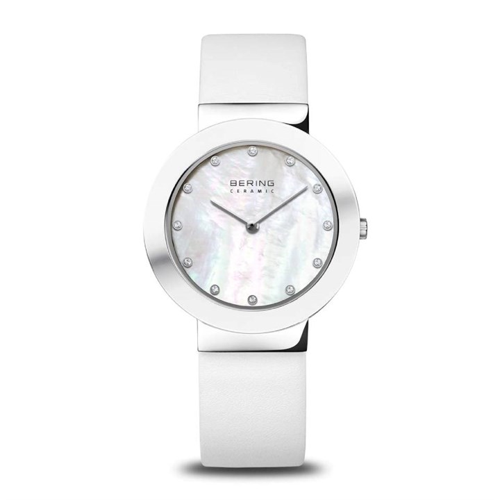 BERING 11435-604 Ceramic White Leather Strap Watch - W74210