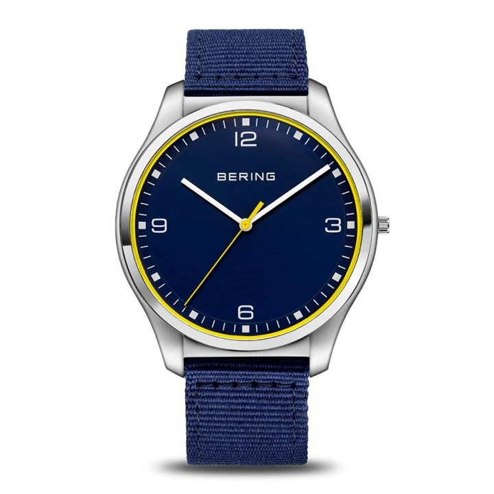 BERING 18342-507 Ultra Slim Blue Fabric Strap Watch - W74216