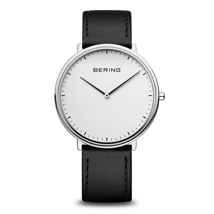 BERING 15739-404 Ultra Slim Black Leather Strap Watch - W74218