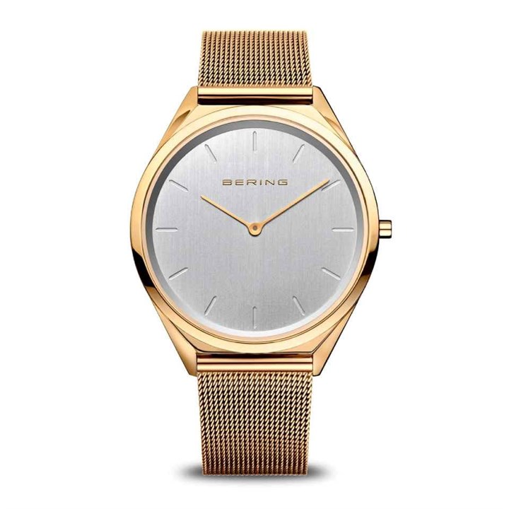 Bering 17039-334 Ultra Slim Gold Plated Mesh Bracelet Watch - W74222
