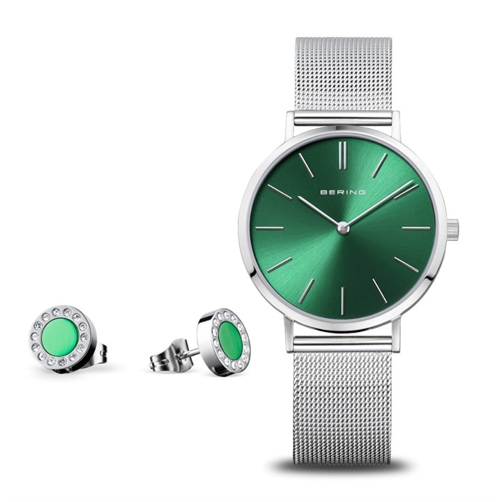 BERING 14134-008-GWP Mesh Bracelet Watch And Stud Earring Gift Set - W74243