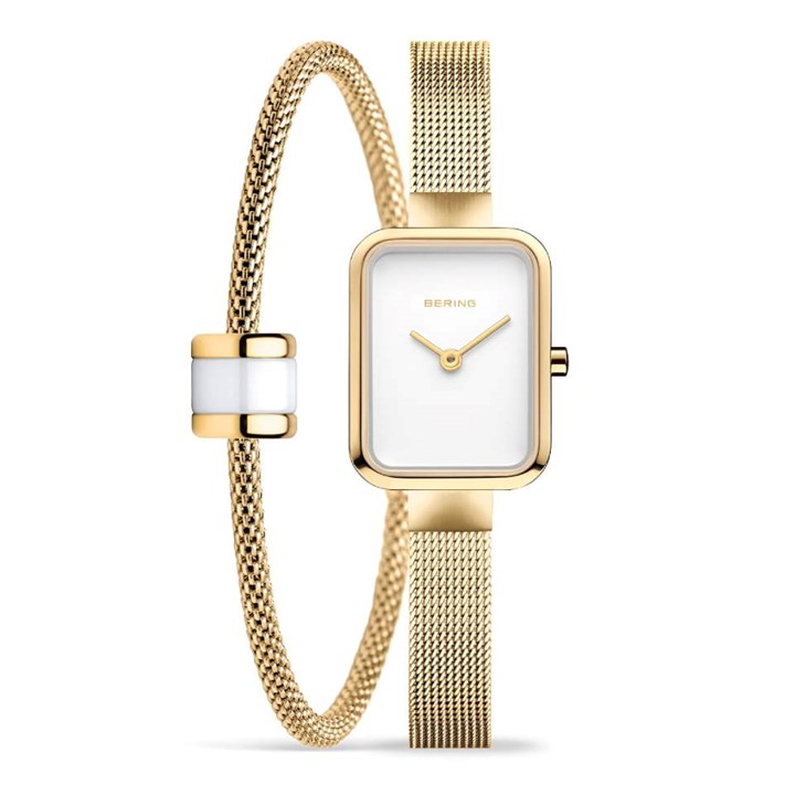 BERING 14520-334-GWP Gold Tone Mesh Watch And Bracelet Set - W74258