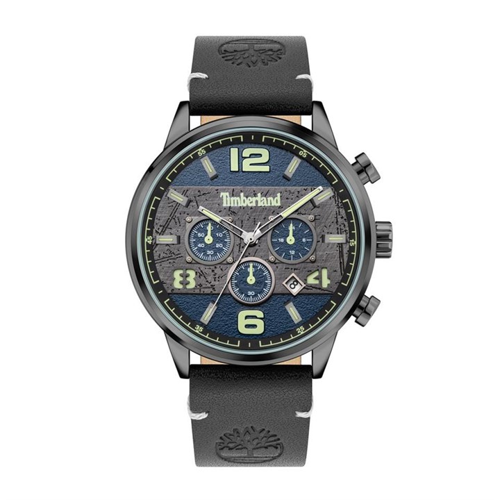 Timberland Ellacoya-Z Chronograph Black Leather Strap Watch - W7693