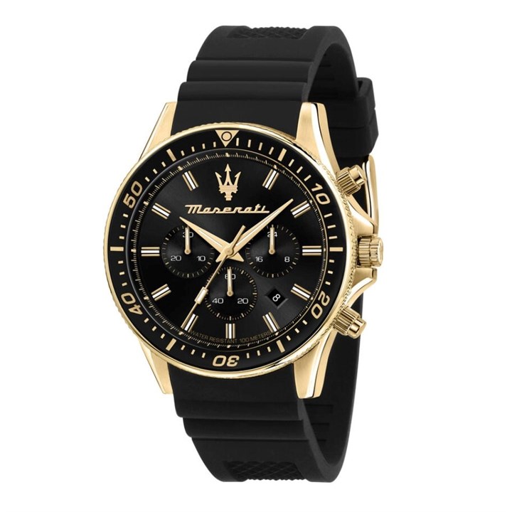 Maserati R8871640001 Sfida Chronograph Black Silicone Strap Watch - W81320