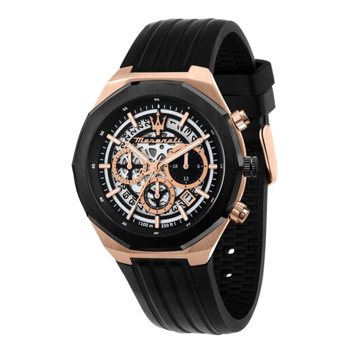 Maserati R8871642003 Stile Chronograph Black Silicone Strap Watch - W81321