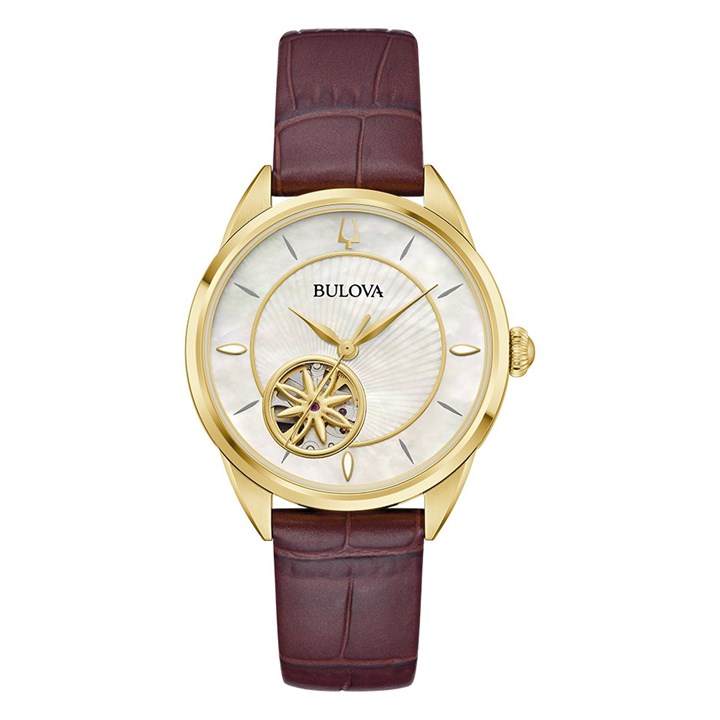 Bulova 97L179 Sutton Automatic Brown Leather Strap Watch - W83254