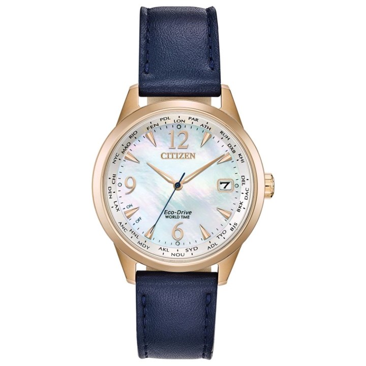 Citizen FC8003-06D Gold Plated Blue Leather Strap Watch - W9181