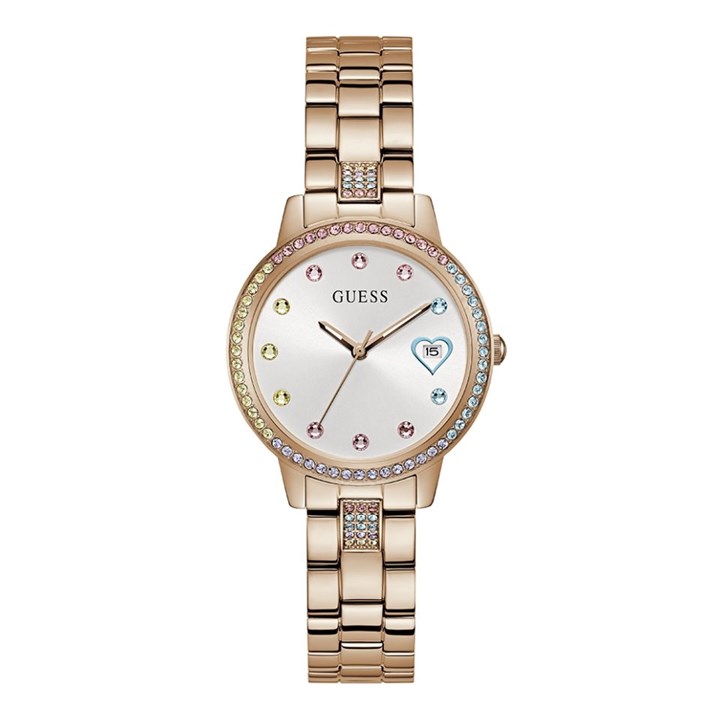GUESS GW0657L3 Three of Hearts Rose Tone Bracelet Watch - W96434
