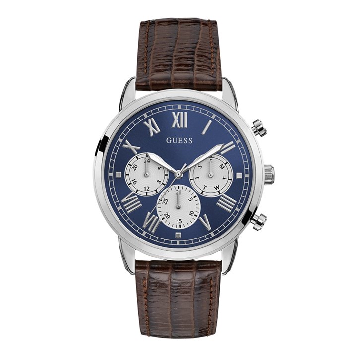 GUESS U1261G1M Hendrix Brown Leather Strap Watch - W96473