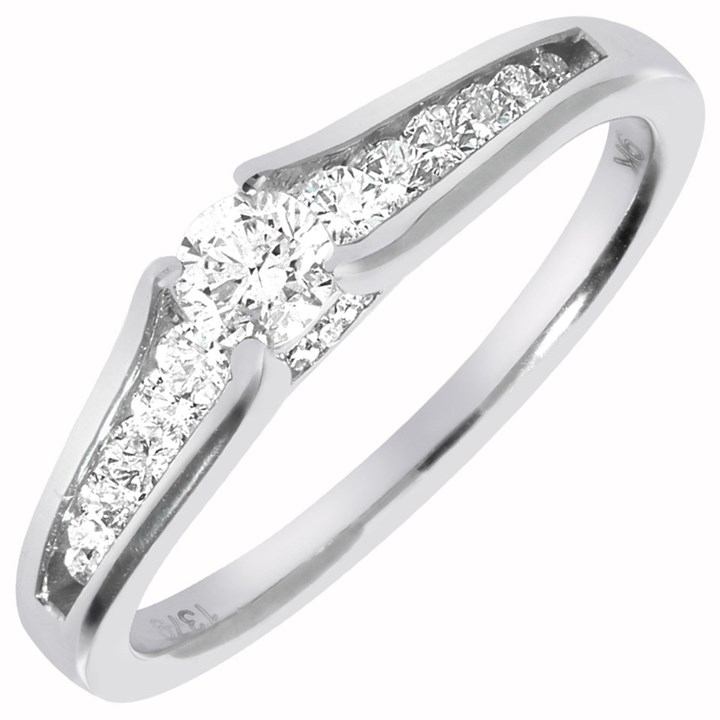 9ct White Gold Diamond Solitaire Ring - 1/2ct - X10070