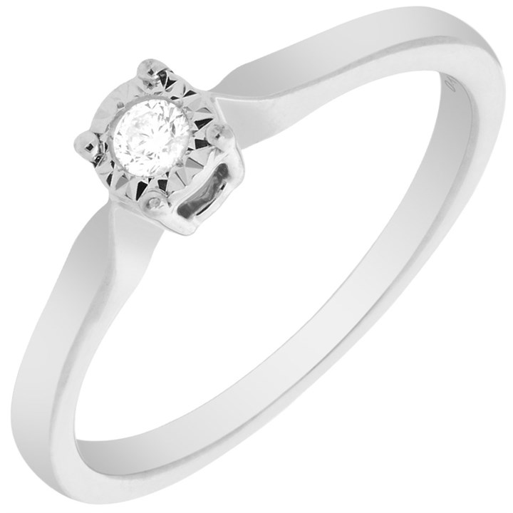 9ct White Gold Diamond Solitaire Ring – 5pts - X10075