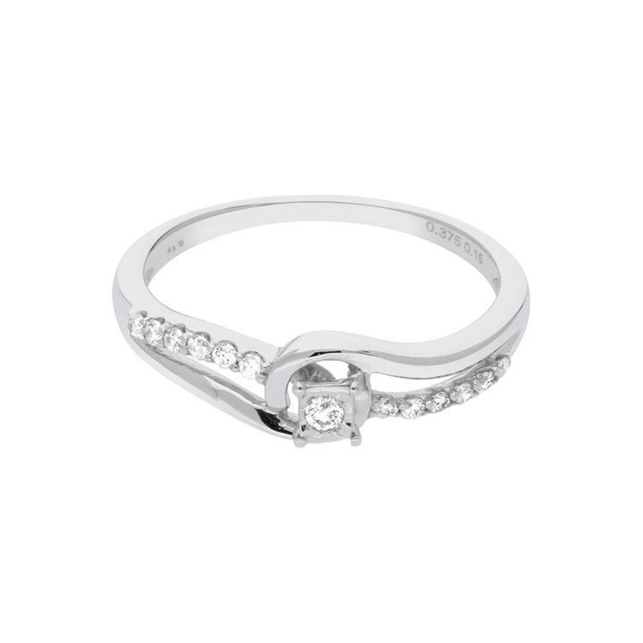 9ct White Gold Open Twist Diamond Set Shoulder Engagement Ring - 15pt - X10079