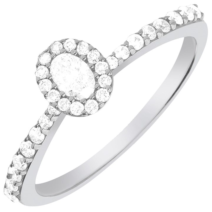 9ct White Gold Diamond Oval Cluster Ring - 1/2ct - X10220