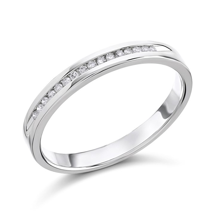 9ct White Gold Diamond Half Eternity Ring - 7pts - X10410
