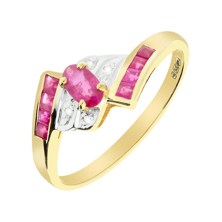 9ct Gold Ruby And Diamond Ring - X10635
