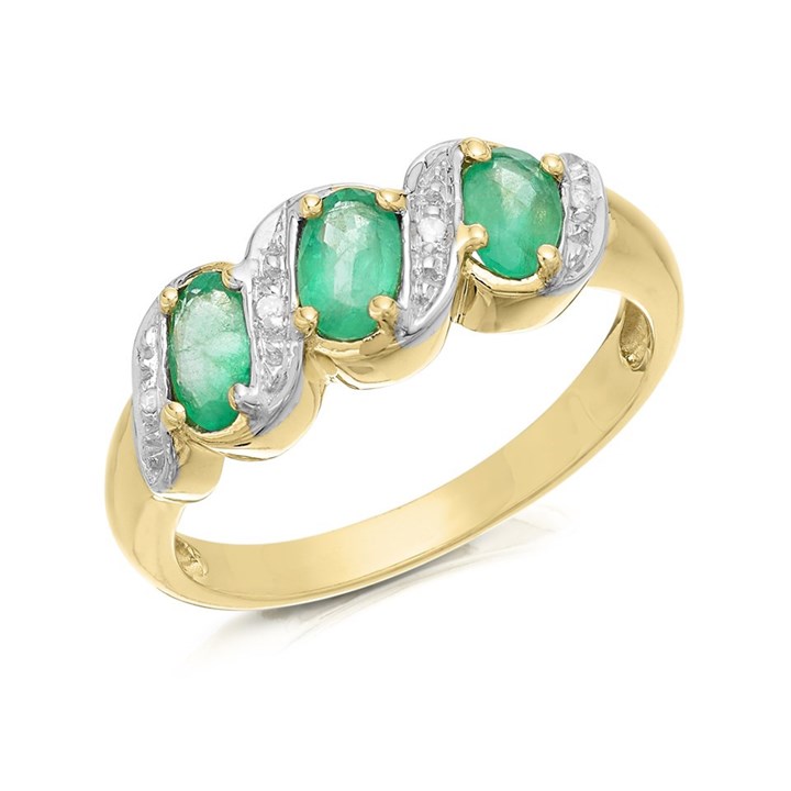 9ct Gold Emerald and Diamond Ring - X10717