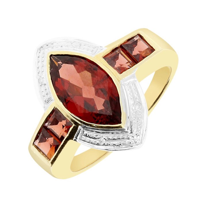 9ct Gold Garnet And Diamond Ring - X10718