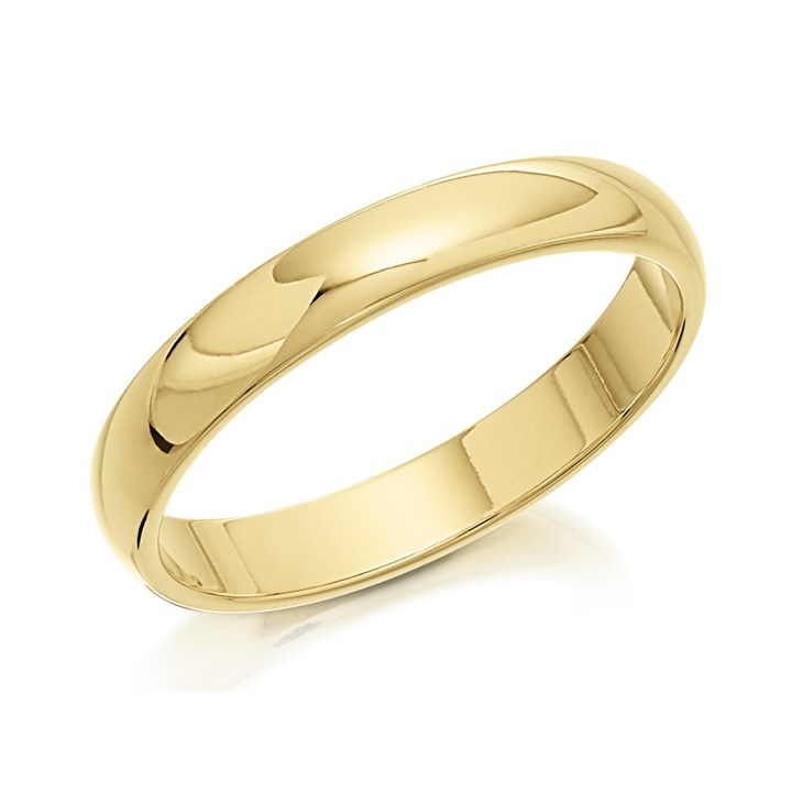 9ct Gold D Shaped Wedding Ring - 3mm - X20023