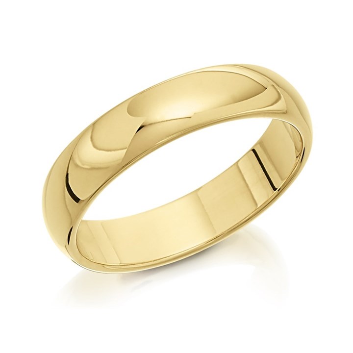 9ct Gold D Shaped Wedding Ring - 4mm - X20024