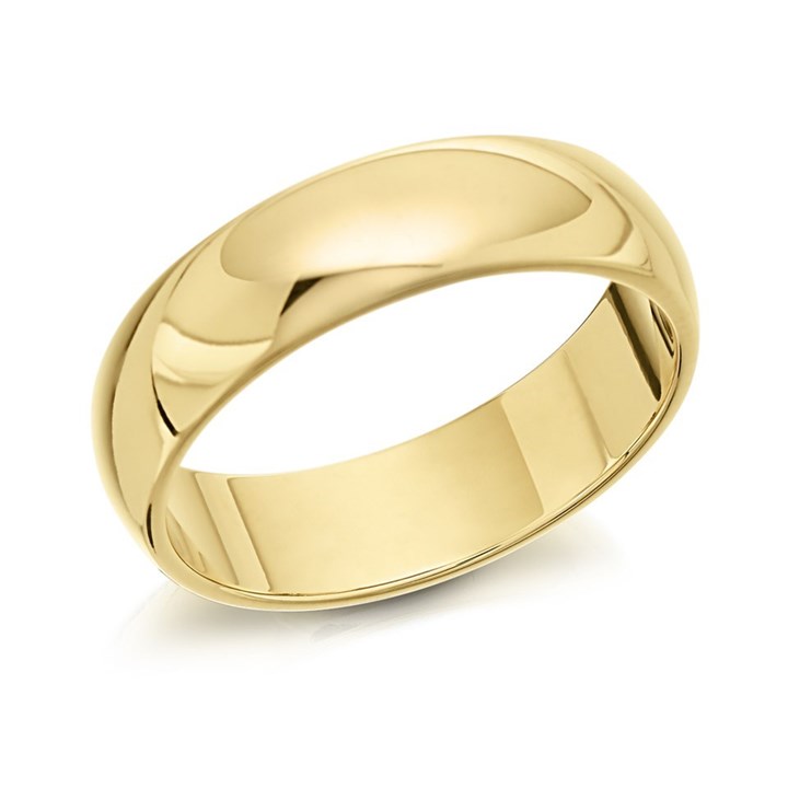 9ct Gold D Shape Wedding Ring - 6mm - X20032