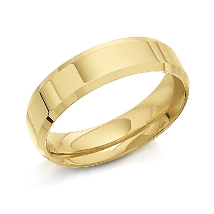 9ct Gold Chamfered Edge Wedding Ring - 5mm - X20040