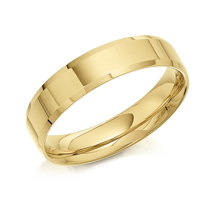 9ct Gold Chamfered Edge Wedding Ring - 5mm - X20042