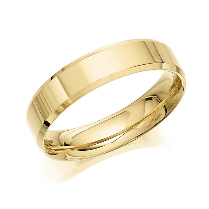 9ct Gold Flat Bevelled Edge Wedding Ring - 6mm - X20046