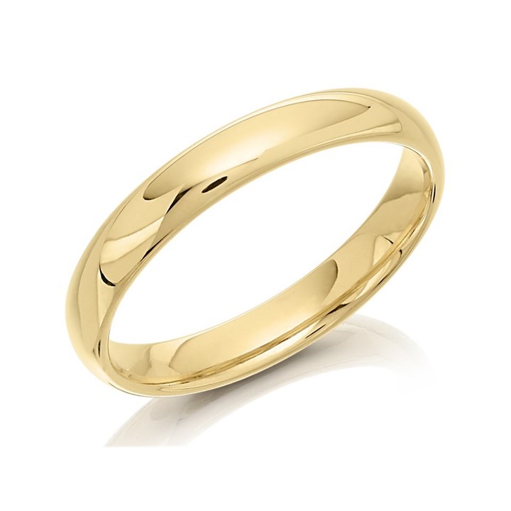 9ct Gold D Shaped Wedding Ring - 3mm - X20049