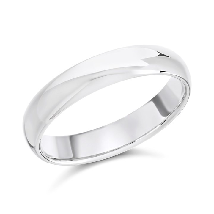 9ct White Gold Court Wedding Ring -  4mm - X20062