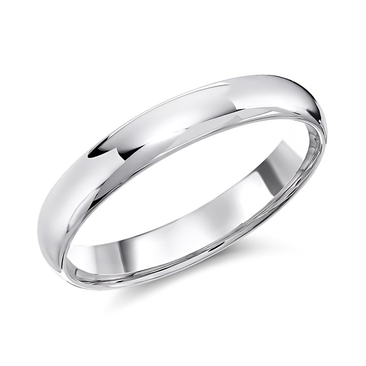 9ct White Gold Court Wedding Ring - 4mm - X20064