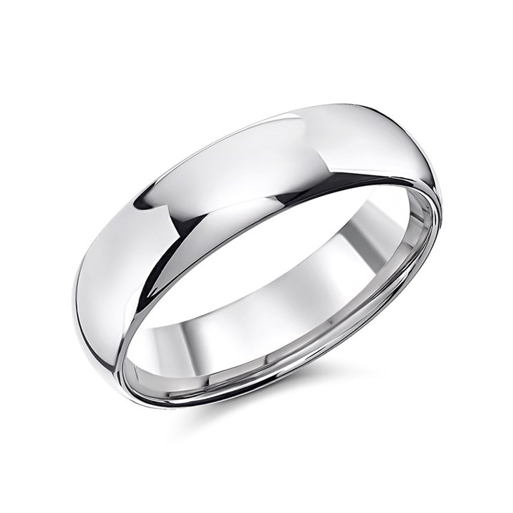 9ct White Gold Court Wedding Ring - 6mm - X20069