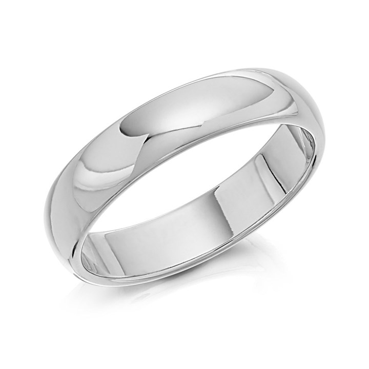 9ct White Gold D Shaped Wedding Ring - 4mm - X20083