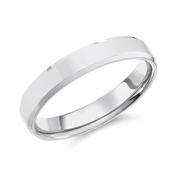 9ct White Gold Flat Bevel Wedding Ring - 4mm - X20103
