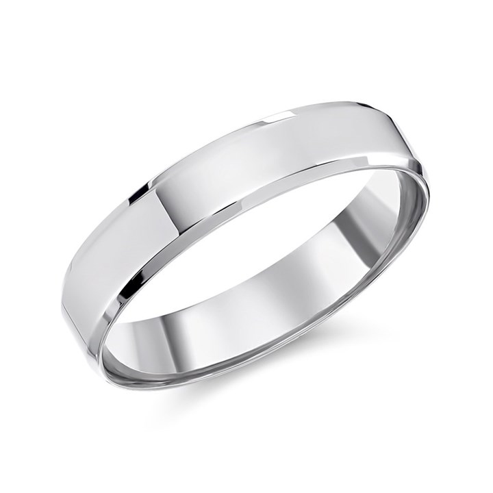9ct White Gold Flat Bevel Wedding Ring - 5mm - X20105