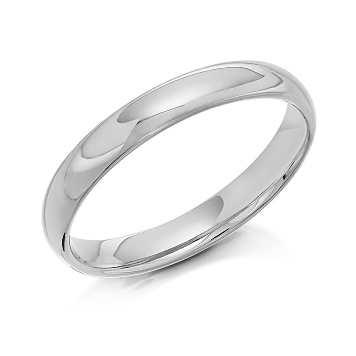 9ct White Gold Court Wedding Ring - 3mm - X20115