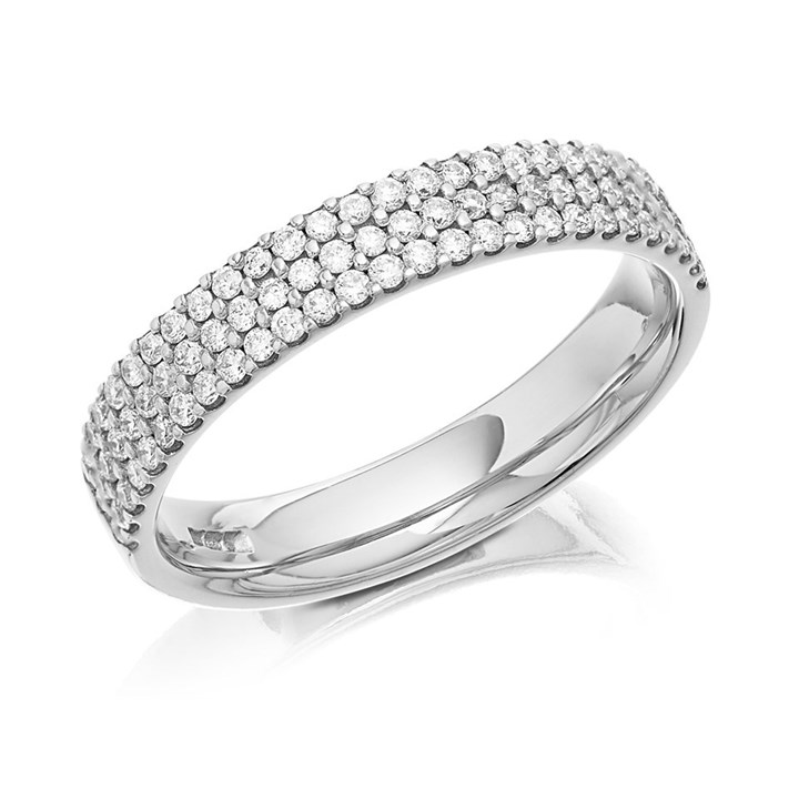 Platinum Three Row Diamond Band Ring - X20528