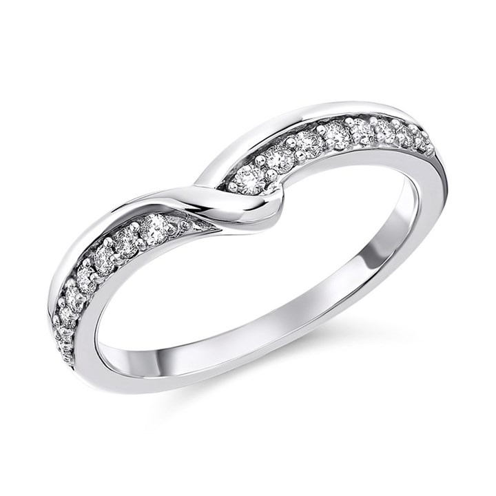 9ct White Gold Diamond Crossover Wedding Ring - 15pts - X20583