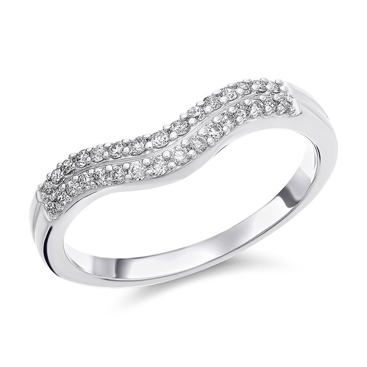 9ct White Gold Diamond Two Row Wedding Ring - 20pts - X20585