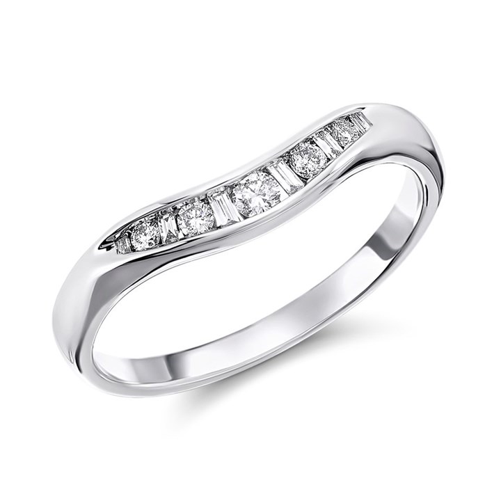 9ct White Gold Diamond Shaped Wedding Ring- 15pts - X20587