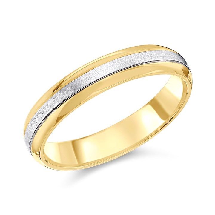 9ct Two Colour Gold Court Wedding Ring - 4mm - X20622