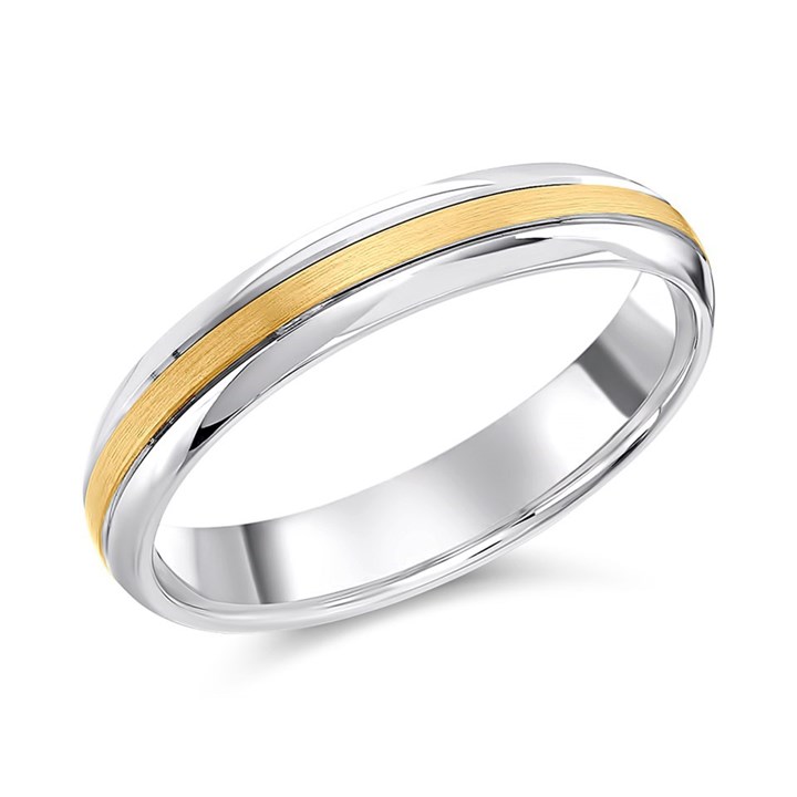 9ct Two Colour Gold Court Wedding Ring - 4mm - X20626
