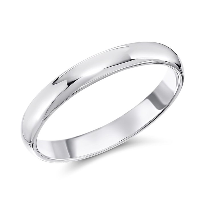 18ct White Gold Court Wedding Ring - 3mm - X20664