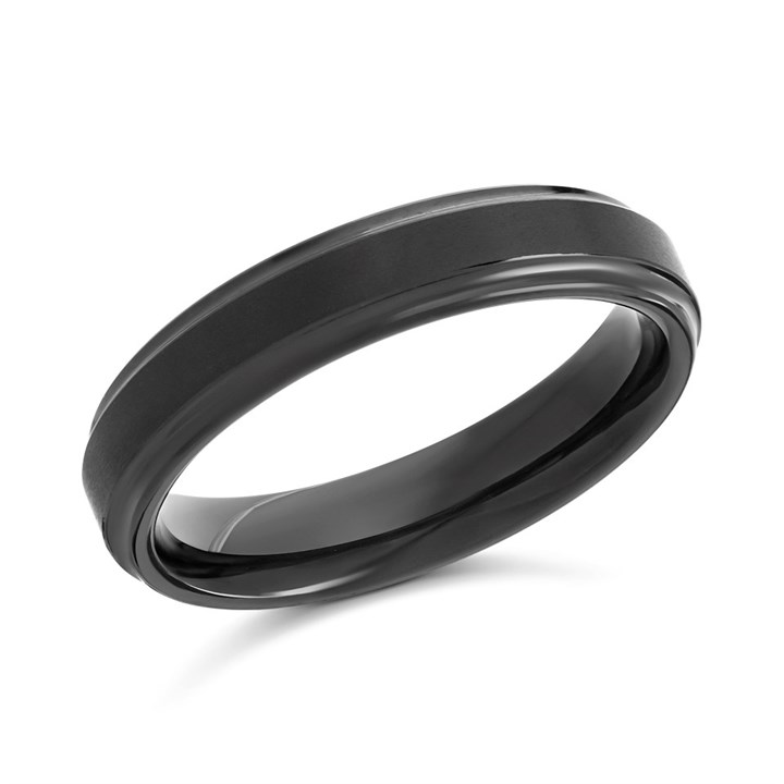Black Cobalt Flat Court Wedding Ring - 5mm - X20725