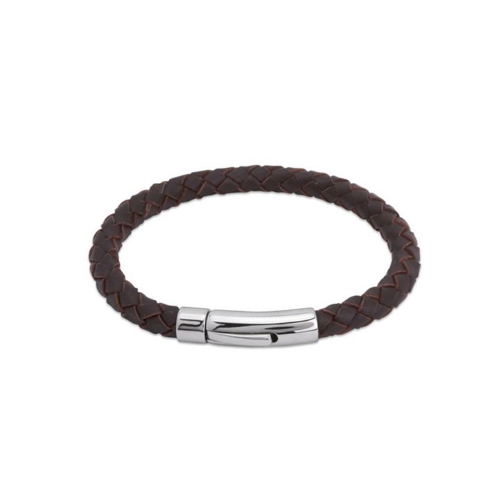 Unique And Co Brown Leather Woven Bracelet - X40402