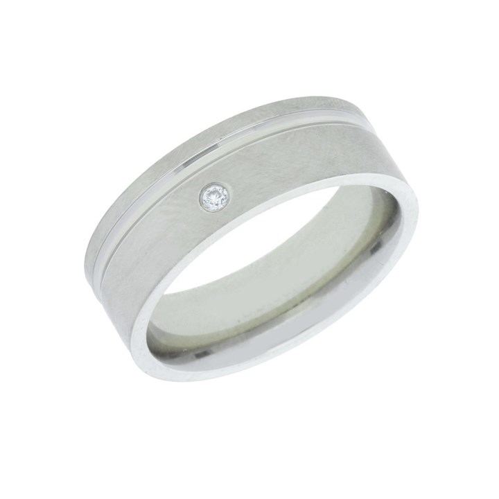 Stainless Steel Cubic Zirconia Set Ring - X40768